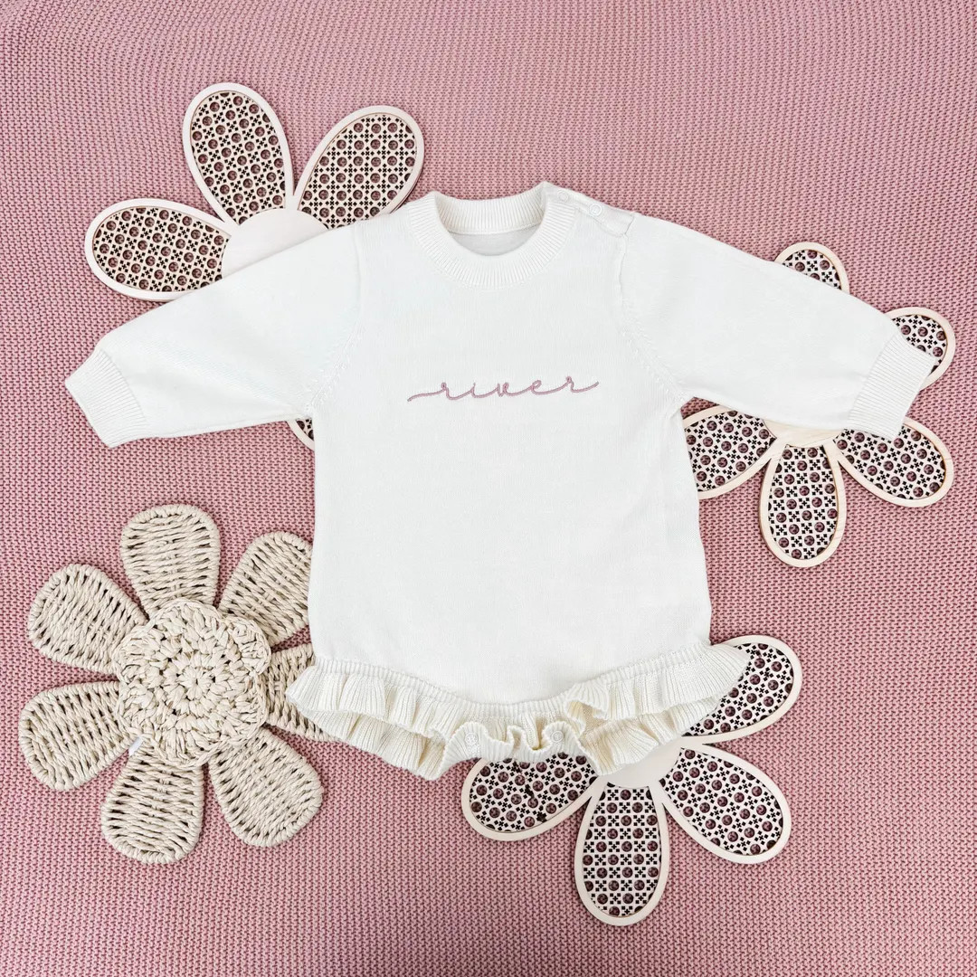 Embroidered Baby Romper, Embroidered Cotton Romper, Knit Baby Outfit, Newborn Personalized, Baby ... | Etsy (US)