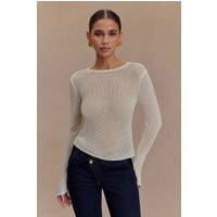 Isabella Long Sleeve Knit Top - White I MESHKI I Size XL | MESHKI US