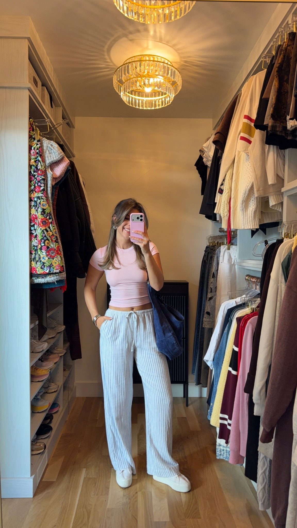 Abercrombie blue and white linen pant paired with pink baby tee and white sneakers

Wearing small top medium pant

Casual
Everyday
Mom look
Errands
Shopping

#LTKSeasonal #LTKootd #LTKgrwm