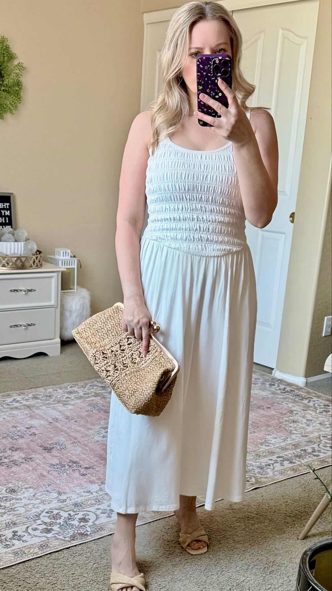 A&F Sydney Smocked Reversible Neckline Knit Midi Dress from Abercrombie. Great quality, thick but breathable material, love that is reversible. Fits tts. I’m in Xs.

#LTKSeasonal #LTKPetite #LTKOver40