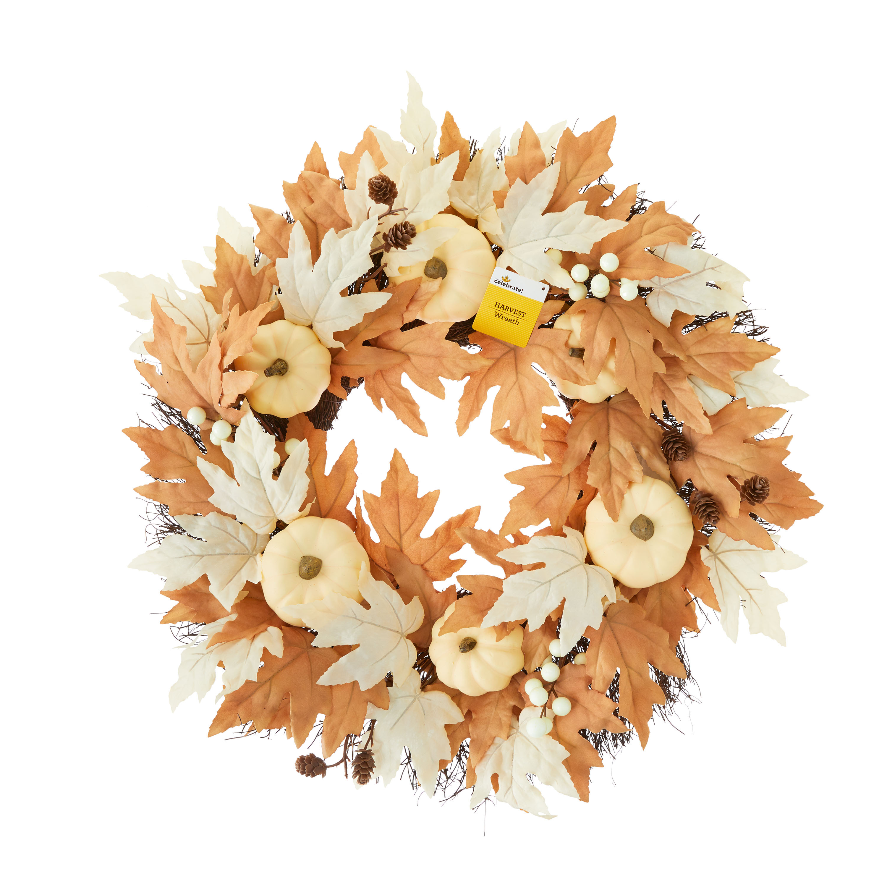 Harvest Ivory and Rust Maple Leaf Wreath, 24", by Way To Celebrate (1.88 lb) - Walmart.com | Walmart (US)