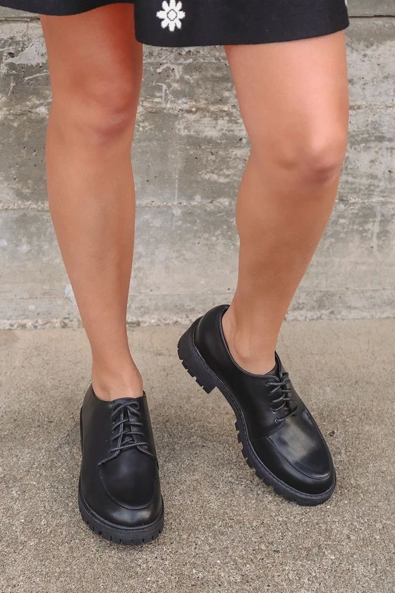 Alex Black Lace-Up Platform Oxfords | Lulus (US)