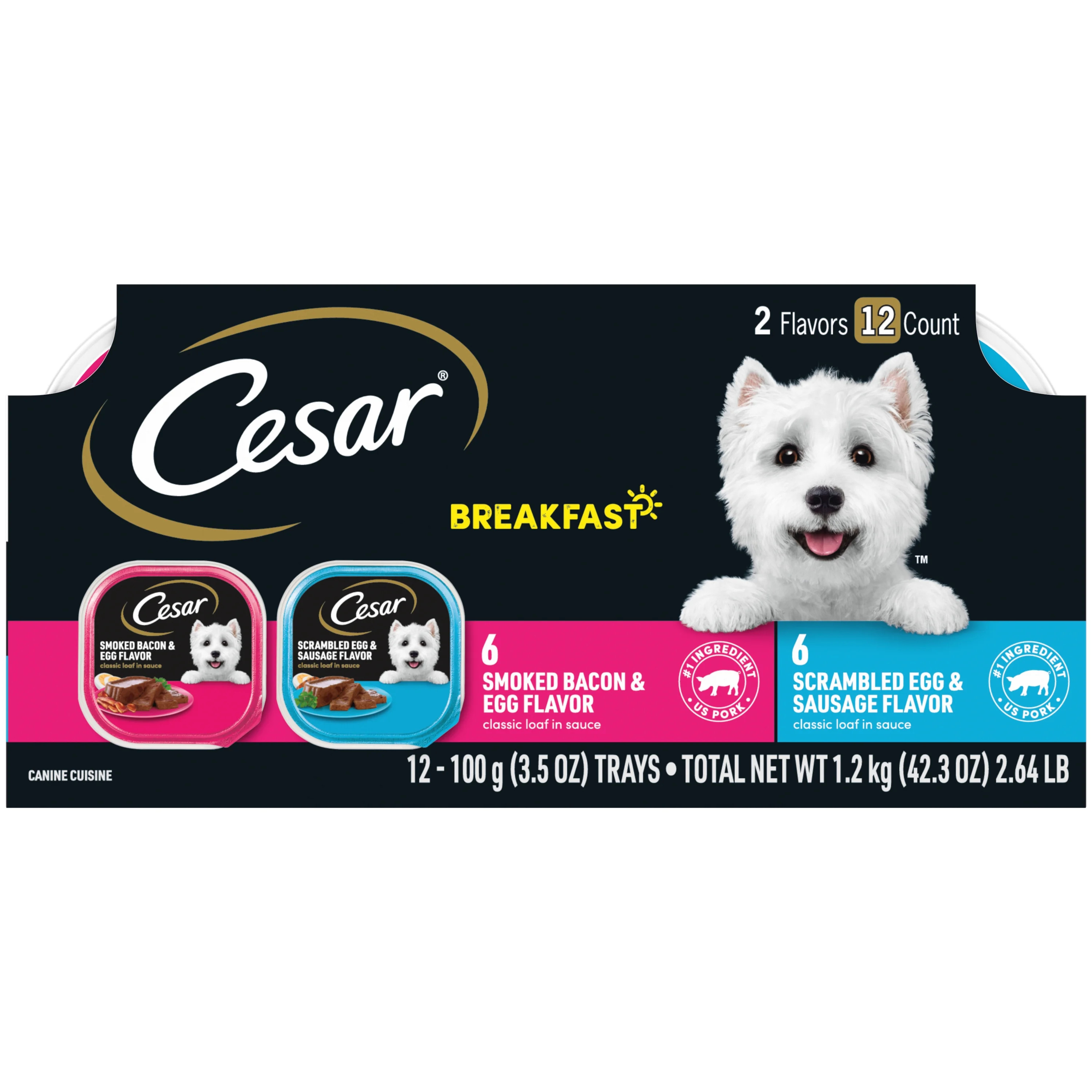 CESAR Soft Wet Dog Food Classic Loaf in Sauce Breakfast Flavor Variety Pack, (12) 3.5 oz. Easy Pe... | Walmart (US)
