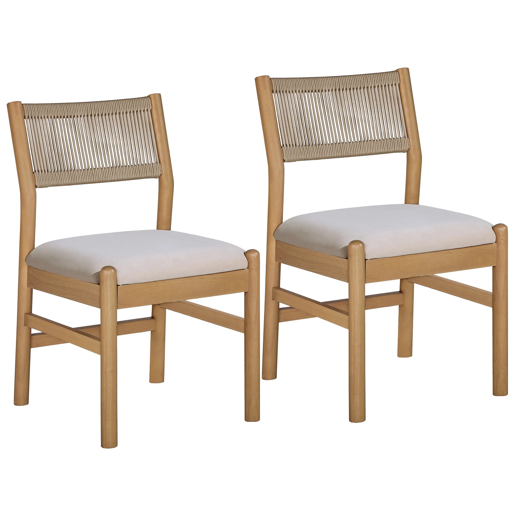 Better Homes & Gardens Lillian Fluted Dining Chairs 2 Pack, Beige Velvet, Rope Back | Walmart (US)
