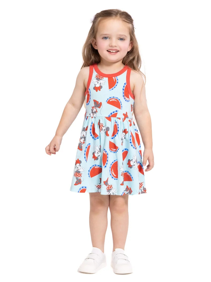 Minnie Mouse Toddler Girls Allover Print Graphic Tank Dress, Sizes 12M-5T | Walmart (US)