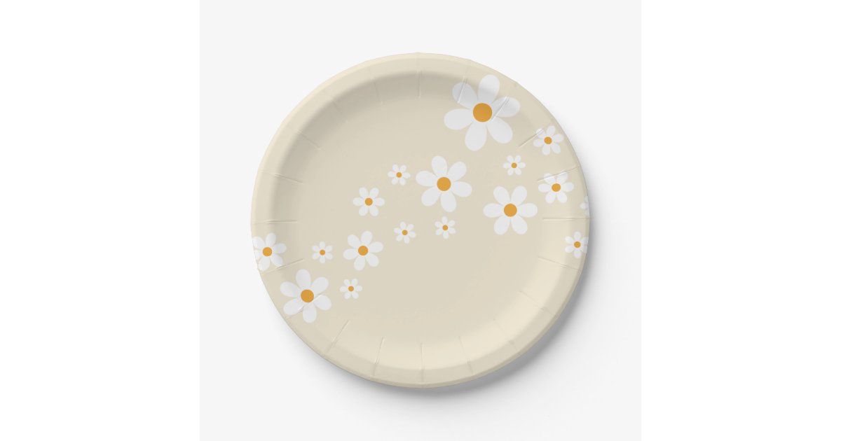 Retro Daisy Groovy bridal shower Paper Plates | Zazzle | Zazzle