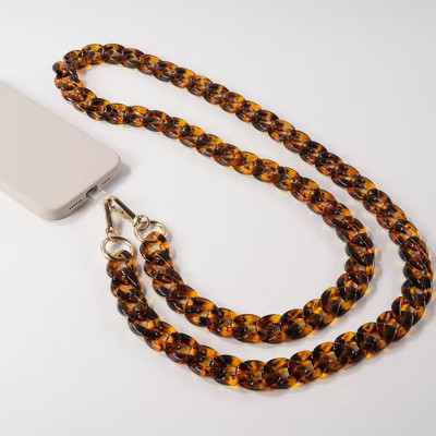 Hello Lux Resin Link Chain Phone Crossbody Strap - Tortoise | Target
