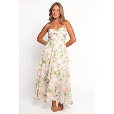 Petal and Pup Marta Strapless Midi Dress - Pink Floral M | Target