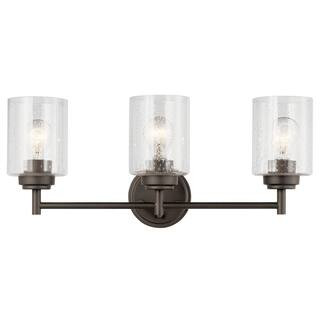 KICHLER Winslow 3-Light Olde Bronze Bathroom Vanity Light with Clear Seeded Glass 45886OZ - The H... | The Home Depot