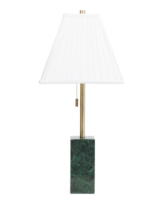 26.5in Marble Table Lamp With Pleated Shade | TJ Maxx