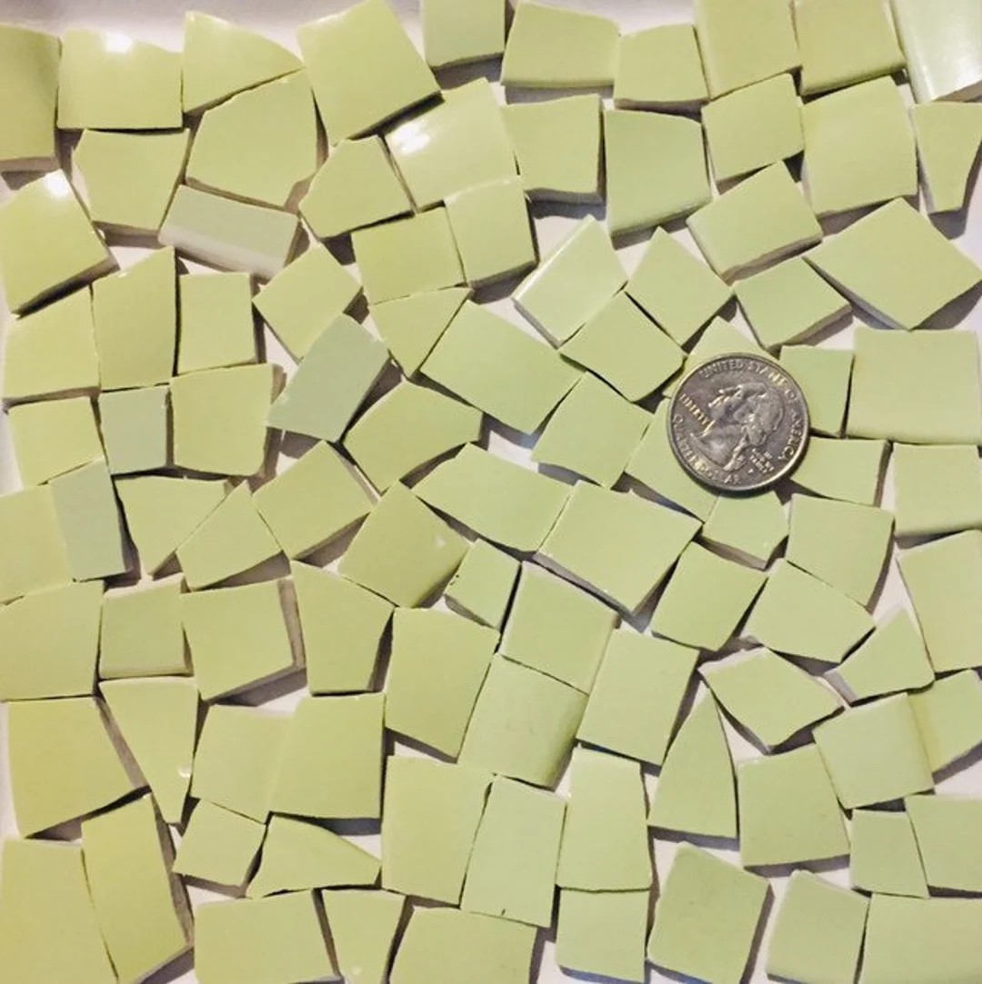 Mosaic Art and Craft Supply Recycled Broken China Tiles Pale Avocado Green Stoneware C856 - Etsy | Etsy (US)