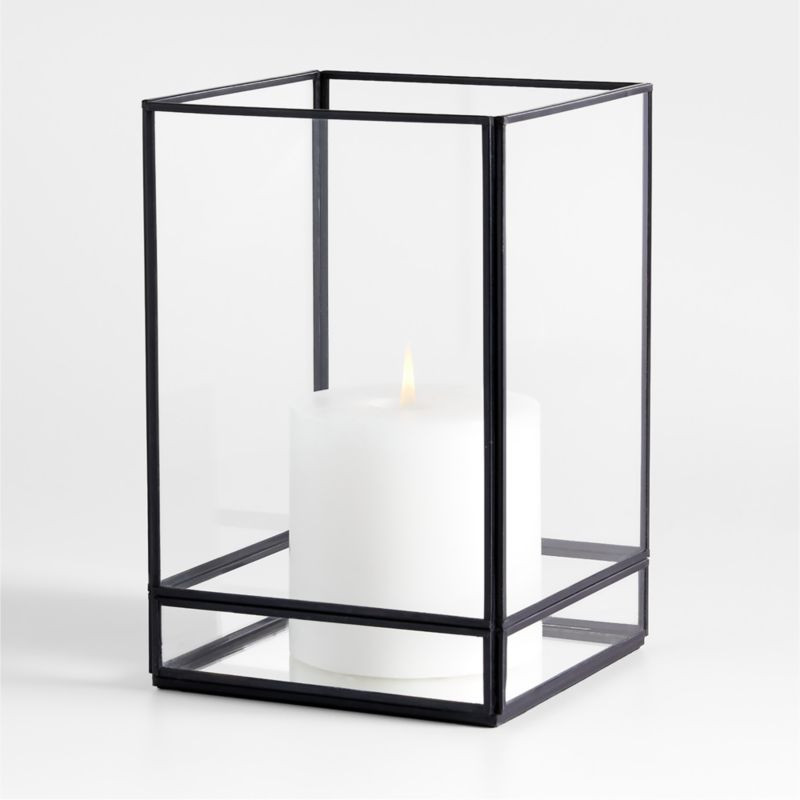 Jasper 9.25" Black Square Hurricane Candle Holder + Reviews | Crate & Barrel | Crate & Barrel