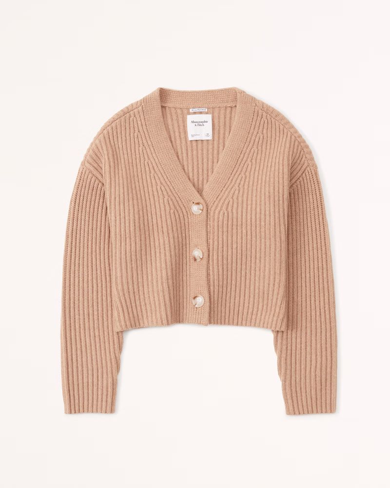 Merino Wool-Blend Ribbed Cardigan | Abercrombie & Fitch (US)