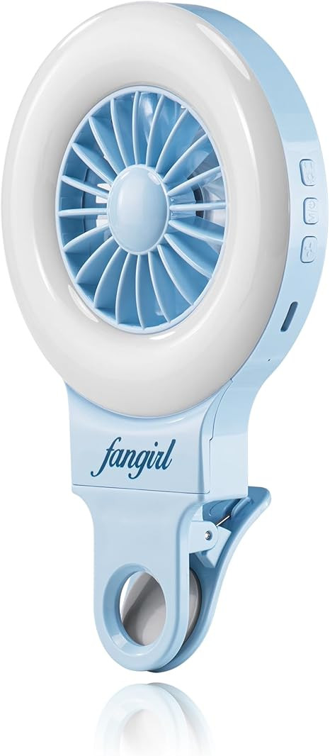 Fangirl by Remi: 2-in-1 Clip on Phone Fan and Selfie Ring Light (Blue) | Amazon (US)