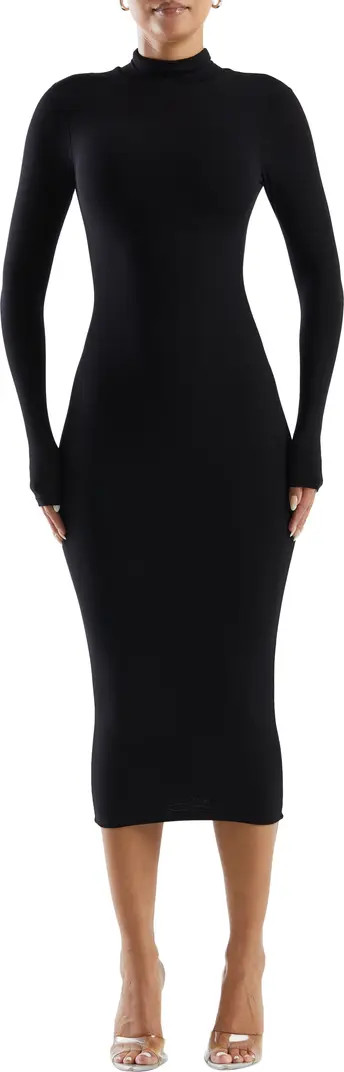 The Mock Neck Long Sleeve Body-Con Midi Dress | Nordstrom
