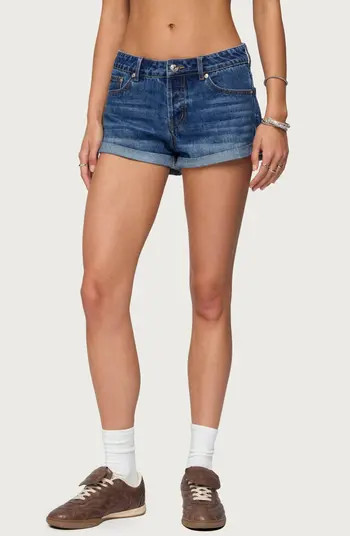 EDIKTED Rylin Cuffed Low Rise Denim Shorts | Nordstrom | Nordstrom