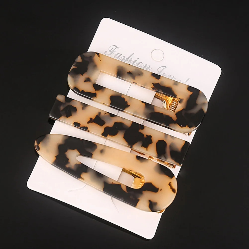 3Pcs Women Acrylic Hair Clips Hairpins Leopard Print Waterdrop Barrettes Girls Hairgrips Hair Acc... | Walmart (US)