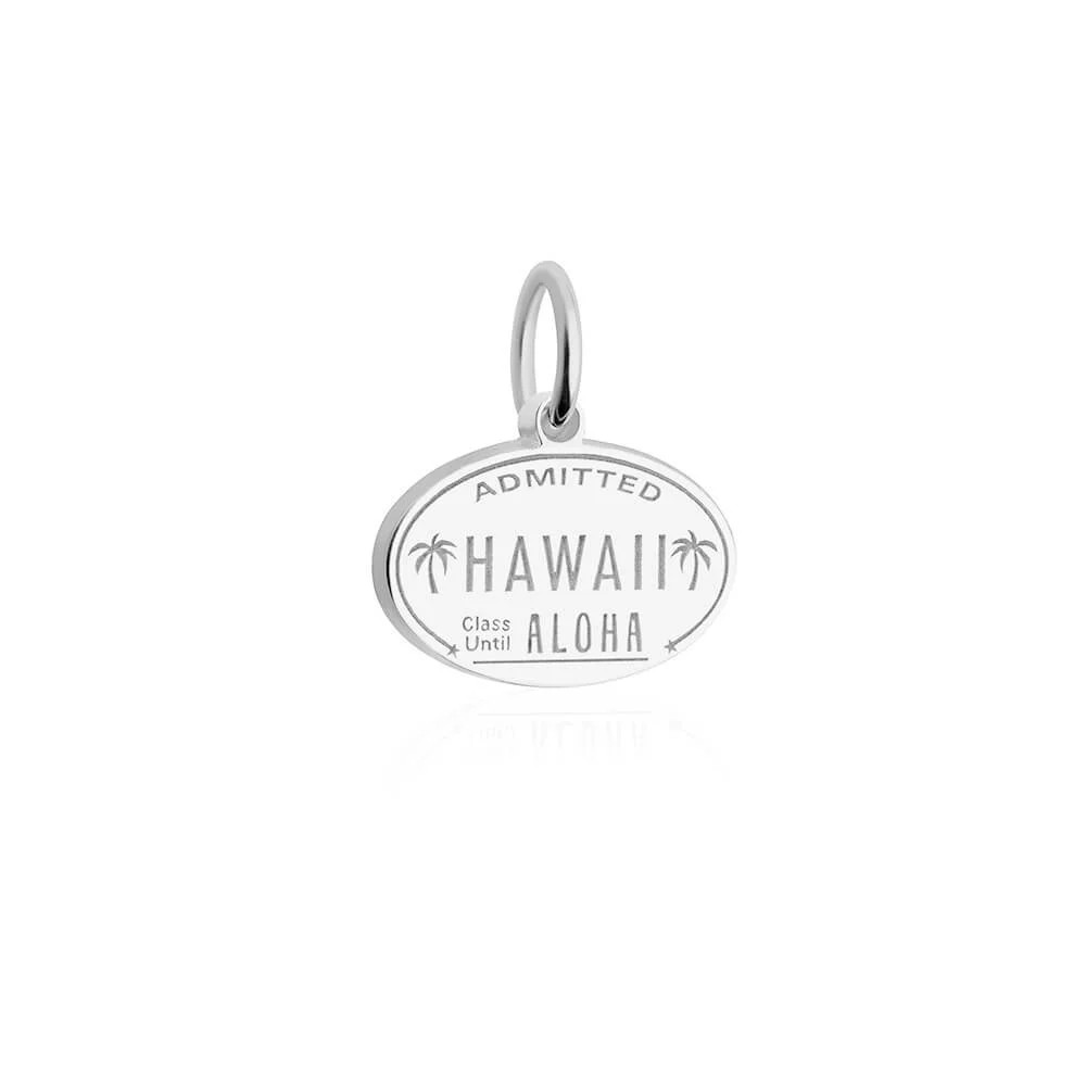 Hawaii Passport Stamp Charm, Silver Mini | Jet Set Candy (US)