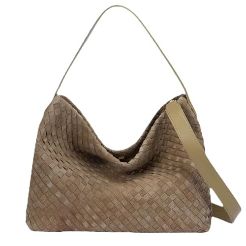 Woven Suede Shoulder Bag for Women,Suede Handbag Hobo Fashion Tote Bag Satchel for Work Weekend T... | Amazon (US)