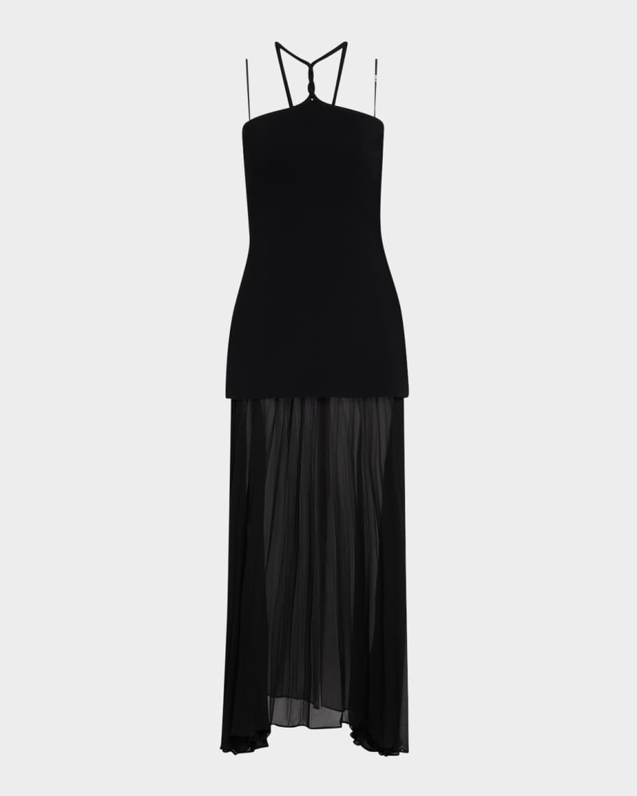 Et Ochs Veta Mixed Media Halter Maxi Dress | Neiman Marcus