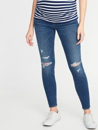 Maternity Front-Low Panel Distressed Skinny Jeans | Old Navy (US)