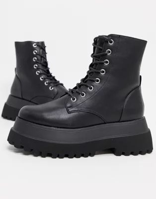 ASOS DESIGN Agile chunky lace up ankle boots in black | ASOS | ASOS (Global)