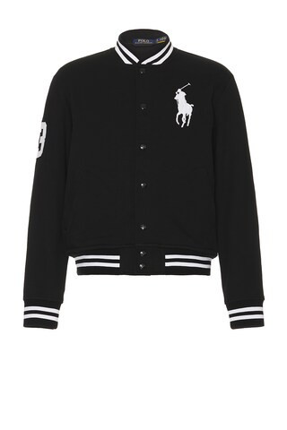 Polo Ralph Lauren COLLEGE-JACKE in Schwarz - Black. Size S (also in L, XL/1X). | FWRD 