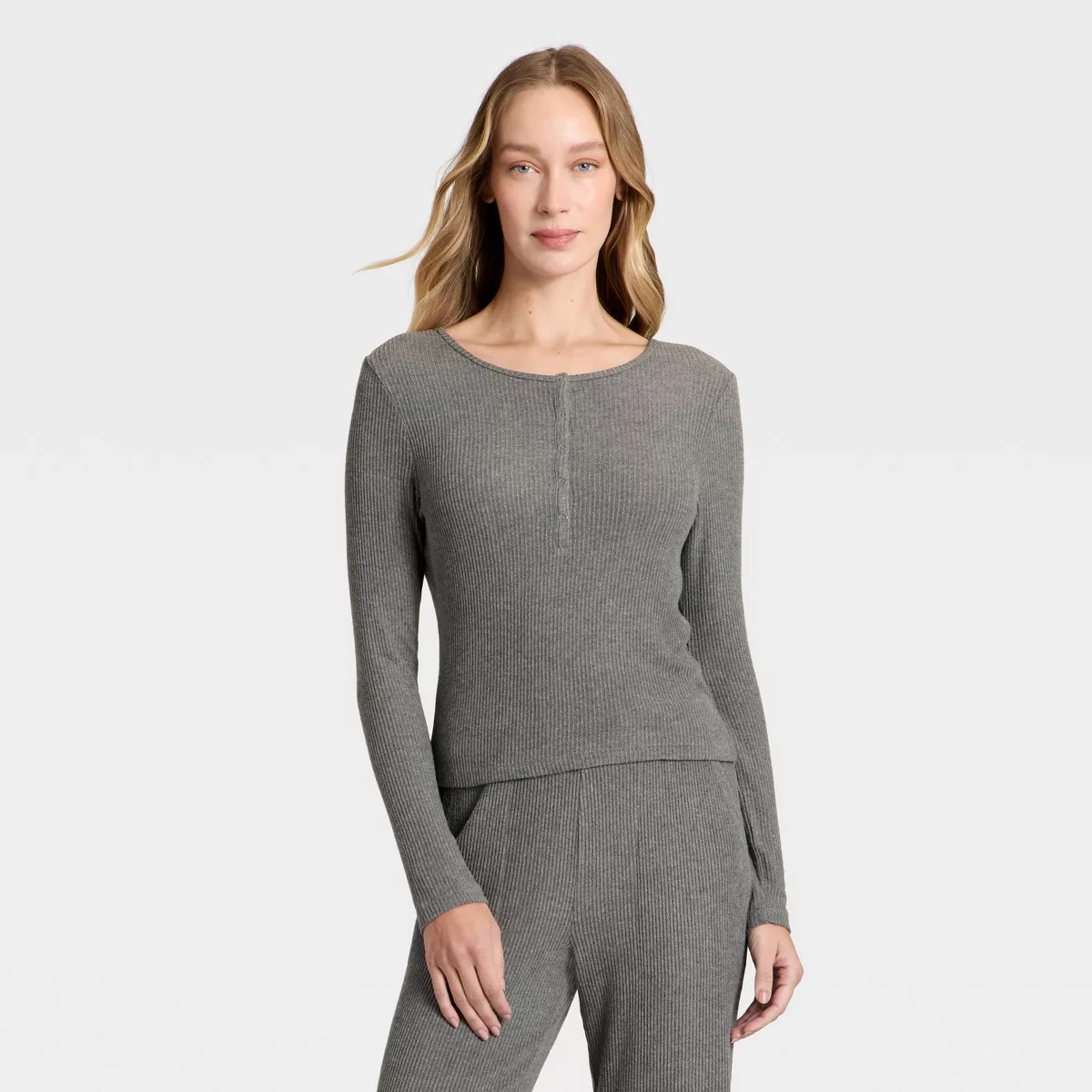 Women's Cozy Ribbed Long Sleeve Henley Pullover - Auden™ | Target