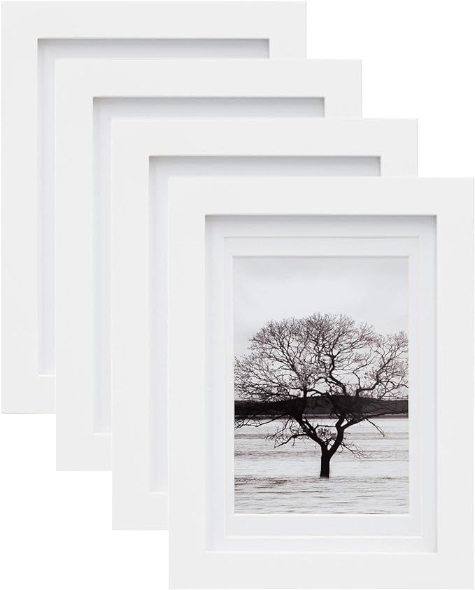 Egofine 5x7 Picture Frames 4 PCS - Made of Solid Wood Covered by Plexiglass Matted for 4x6 and 3.... | Amazon (US)