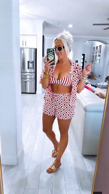 Target red and white shirt and shorts set - size small in both, swimsuit is true to size

#LTKTravel #LTKSaleAlert #LTKStyleTip