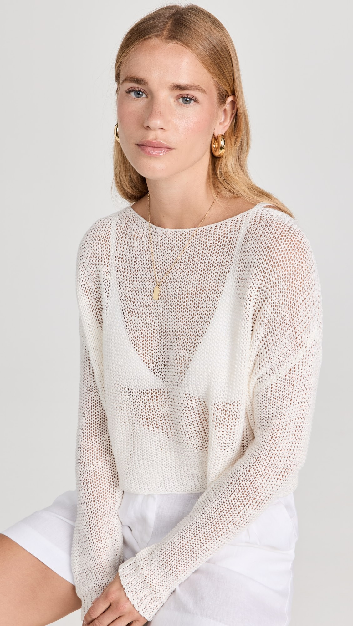 Linen Open Knit Bateau Sweater | Shopbop