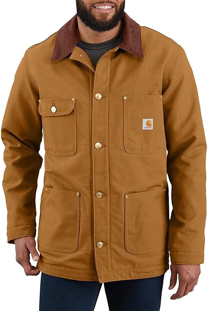 Carhartt Men's Loose Fit Firm Duck Blanket-Lined Chore Coat | Amazon (US)