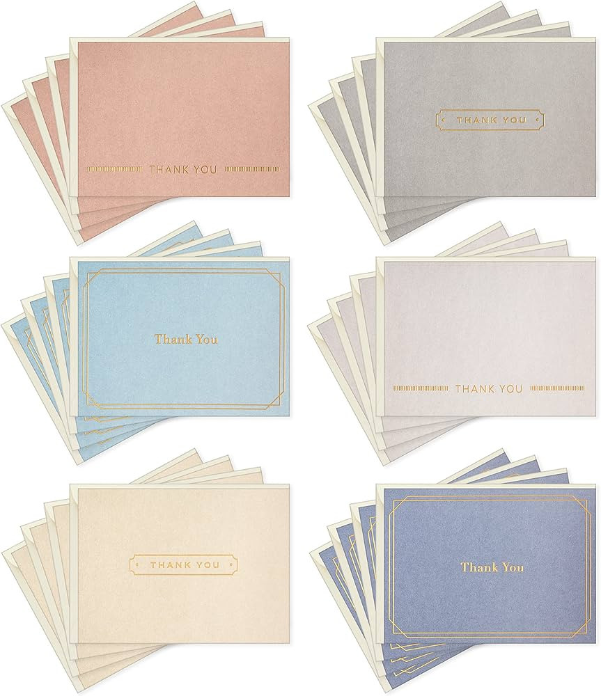 Hallmark Thank you Cards Assortment, Gold Foil Solids (24 Thank You Notes with Envelopes) | Amazon (US)