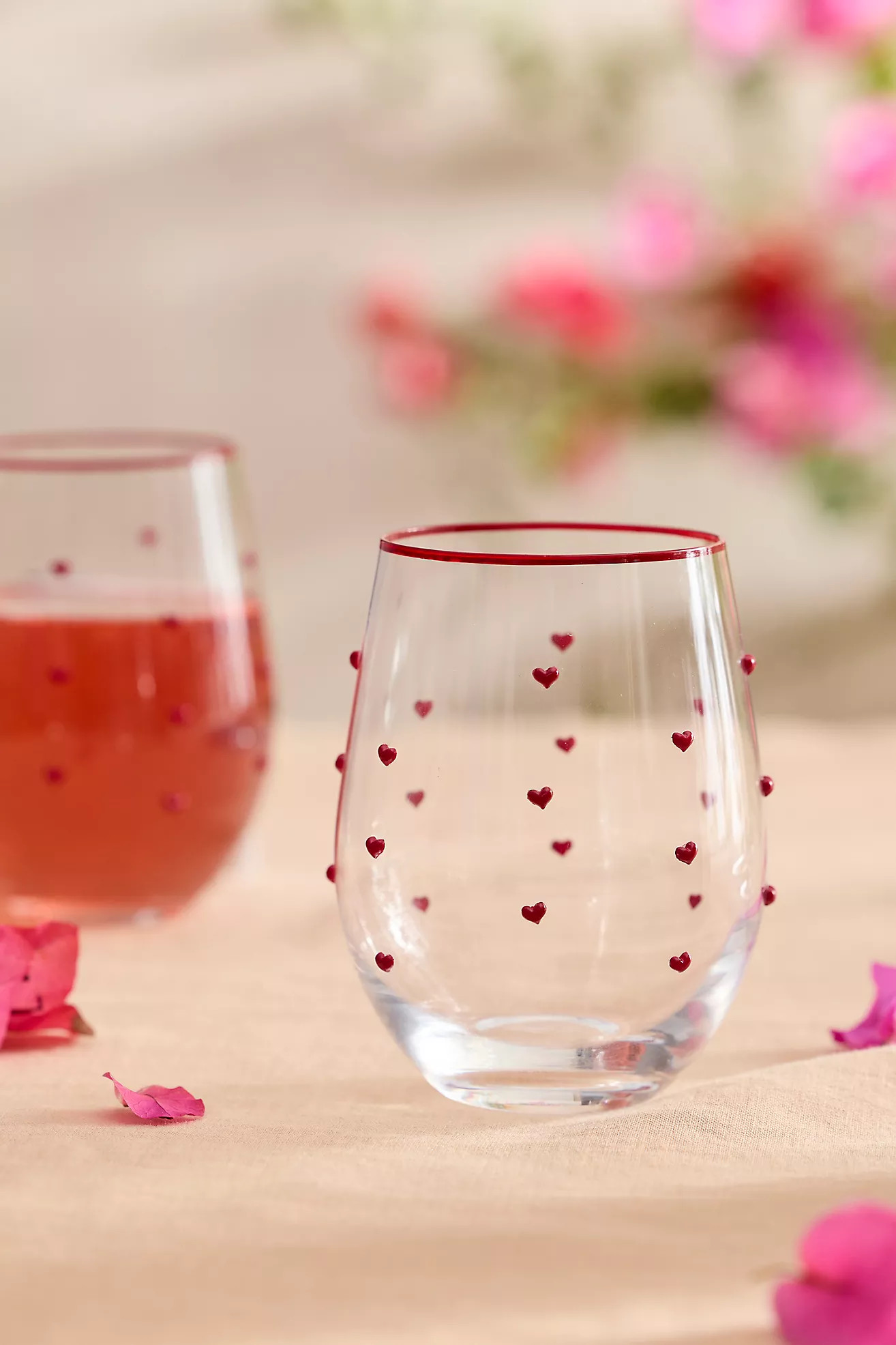 Heart Confetti Stemless Wine Glasses, Set of 2 | Anthropologie (US)