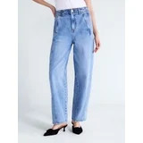 Free Assembly Women's and Women's Plus Side Panel Barrel Jeans, 30" Inseam, Sizes 0-28W | Walmart (US)