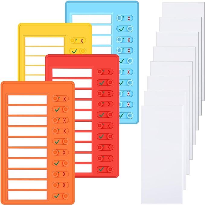 Queekay 4 Pcs Blank Chore Chart Kids Chore Chart, Plastic Checklist Board with 8 Detachable Cards... | Amazon (US)