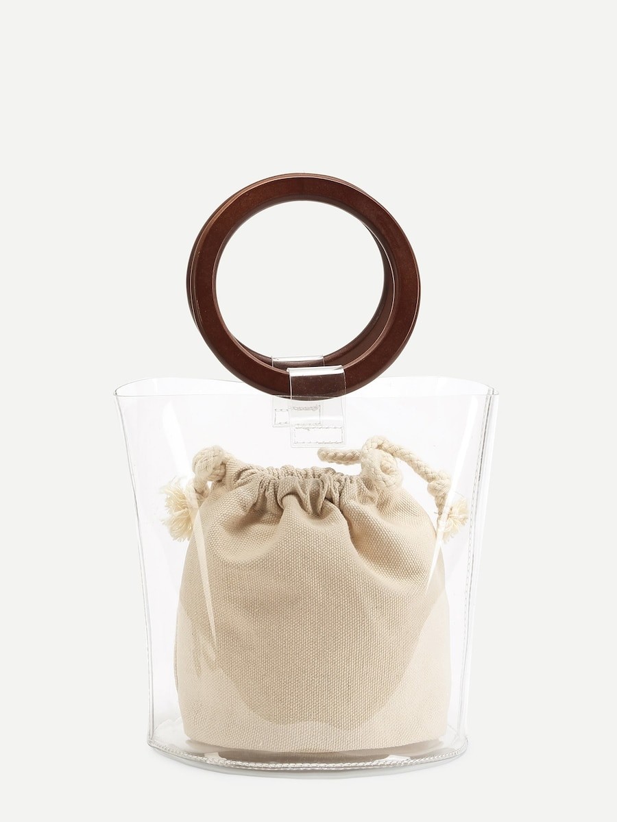 Sac à main transparent avec anse en bois | SHEIN