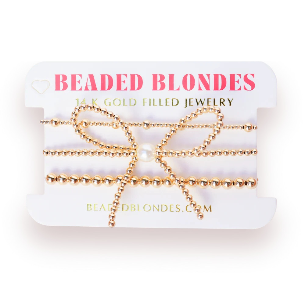 Gold Bow + June + 5MM Bracelet Stack of 3 | Beaded Blondes