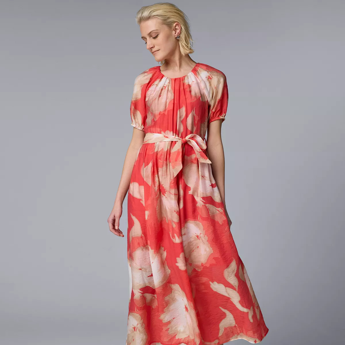 Women's Simply Vera Vera Wang Shirred Flowy Puff Sleeve Maxi Dress | Kohl's
