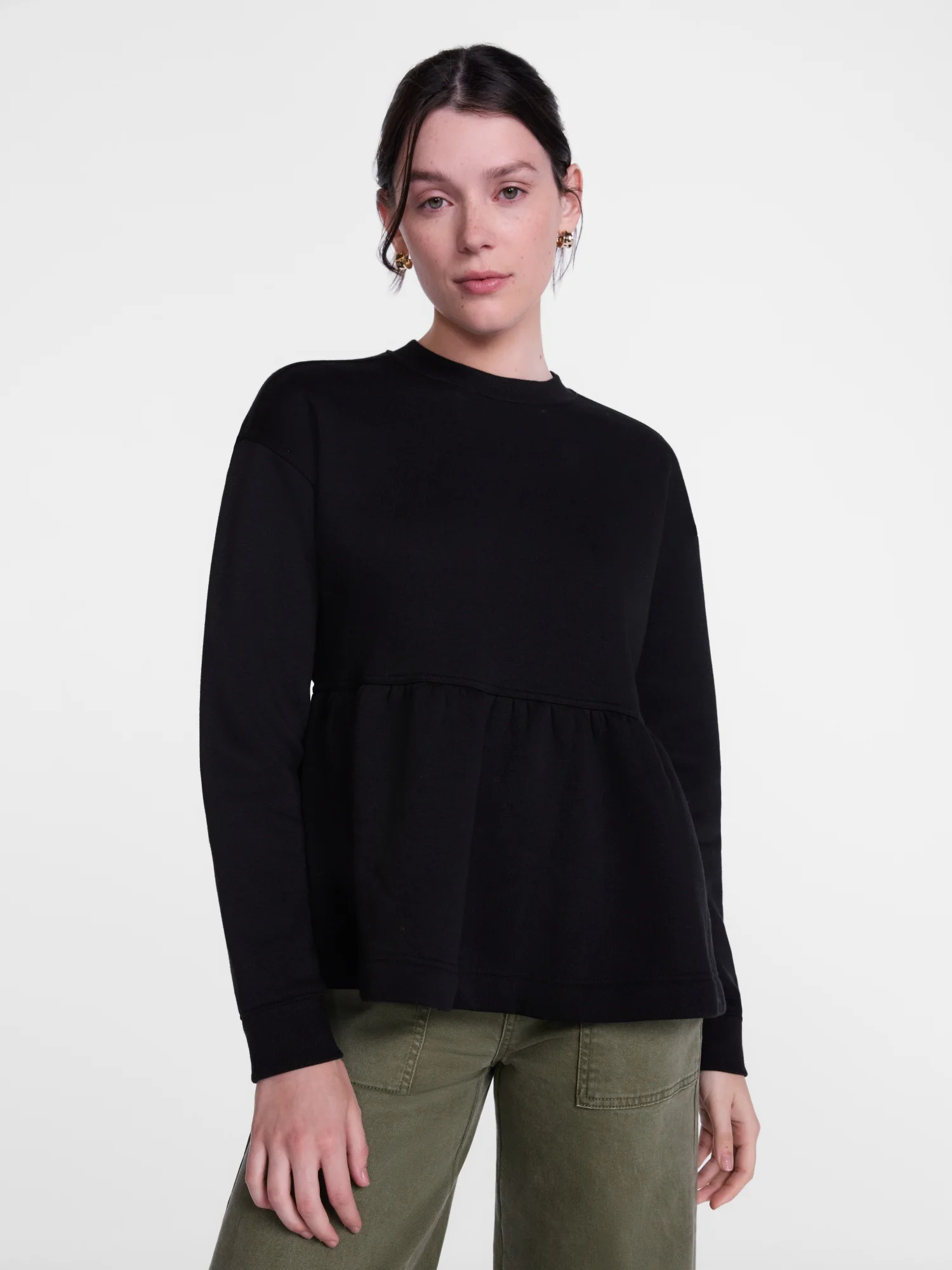 Scenario Women's Peplum Fleece Pullover with Long Sleeves, Size XS-XXXL | Walmart (US)