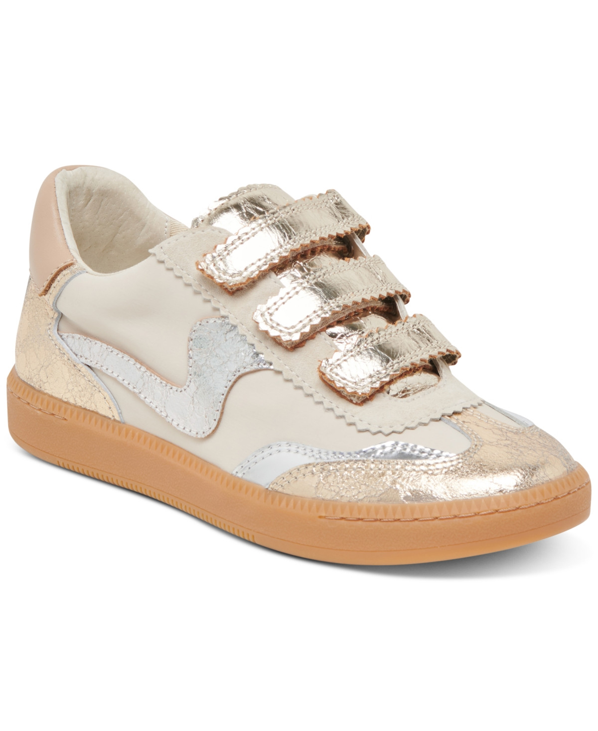 Dolce Vita Women's Notice Velcro Strap Low Profile Sneakers - Silver Gold Distressed Leather | Macy's