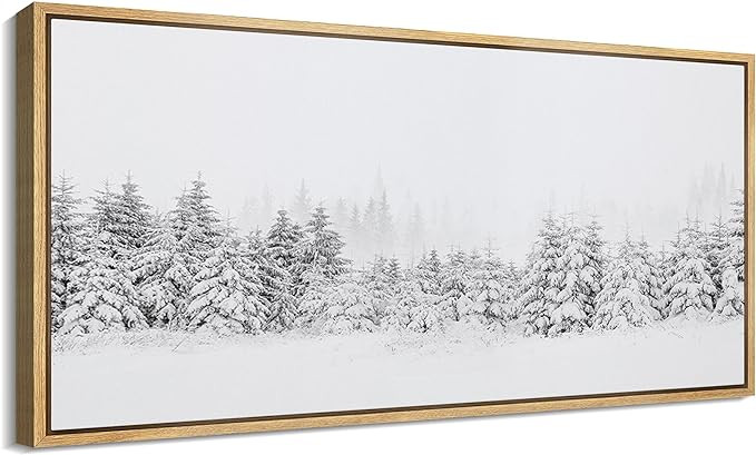 MUDECOR Extra Large Framed Canvas Print Wall Art Winter Wonderland Snowy Pine Forest Nature Wilde... | Amazon (US)