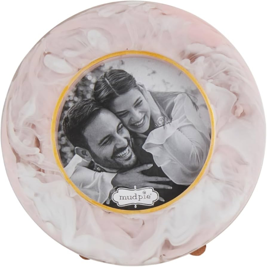 Mud Pie Pink Resin Small Frame; round 4 1/2" dia | Amazon (US)