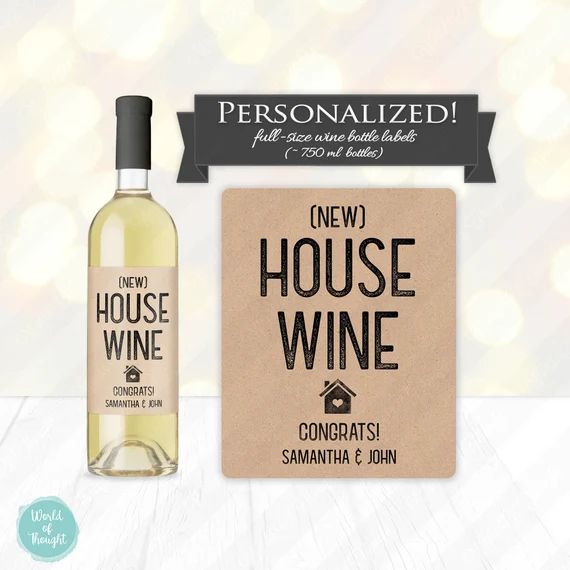 New House Wine Bottle Label - Custom Housewarming Gift Idea, Realtor New Home Neighbor Present, R... | Etsy (US)