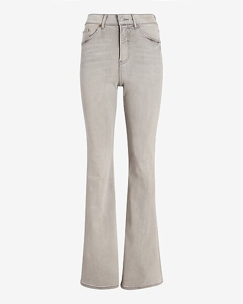 High Waisted Gray Supersoft Flare Jeans | Express