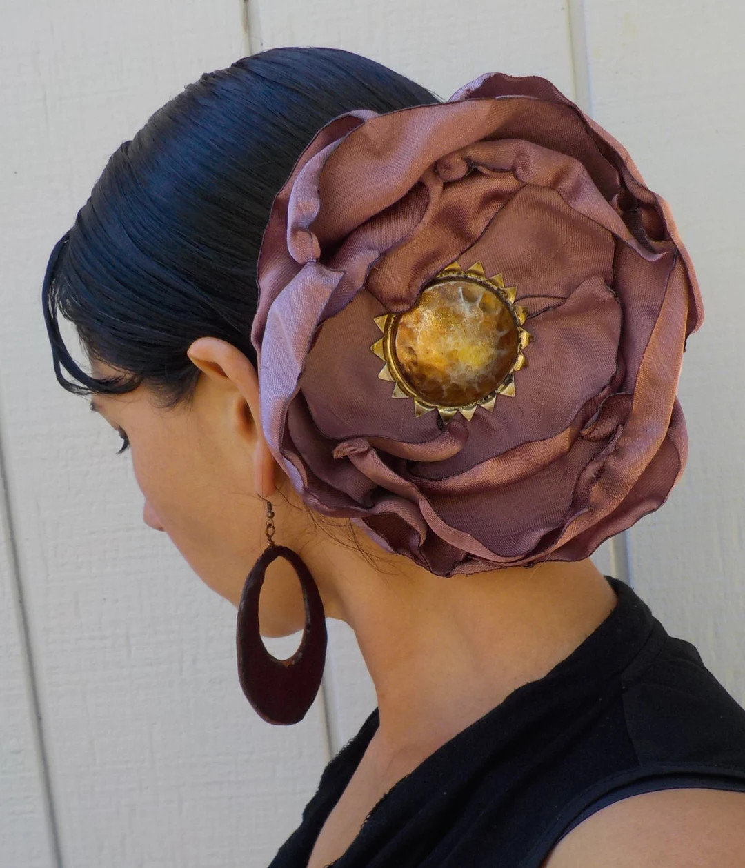 Giant Purple Flower Hair Clip: Upcycled Fabric, Belly Dance Accessory - Etsy | Etsy (US)