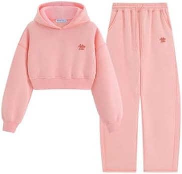 Aelfric Eden Baggy Sweatsuit Set for Womens Fleece 2 Piece Outfits Tracksuit Matching Crop Top Ho... | Amazon (US)