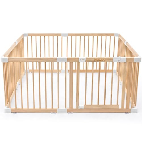 HARPPA Baby Gate Playpen Wooden Playpen for Babies and Toddlers Large Play Yards Baby Fence Play Area 57 x 57 x 24 inch | Amazon (US)