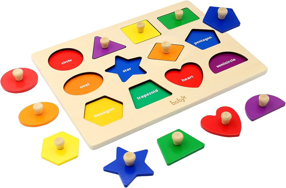 BAYMI Montessori Toy Shape Puzzles for Toddlers 1-3, Wooden Peg Puzzle Shape Sorter for Babies & ... | Amazon (US)