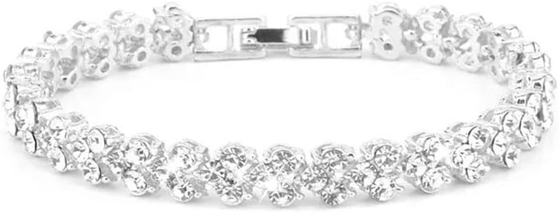 QLKILYR Silver Bracelets for Women, Classic Bling Cubic Zirconia Tennis Bracelet for Female Jewel... | Amazon (US)